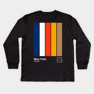 New York State Flag  // Original Minimalist Artwork Poster Design Kids Long Sleeve T-Shirt